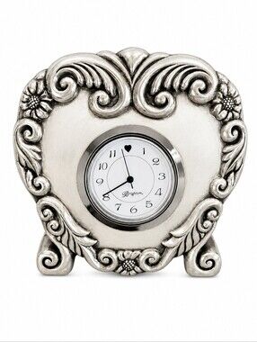 Vintage BRIGHTON 1996 Silver Plated Floral Heart Castlecore Desk Clock